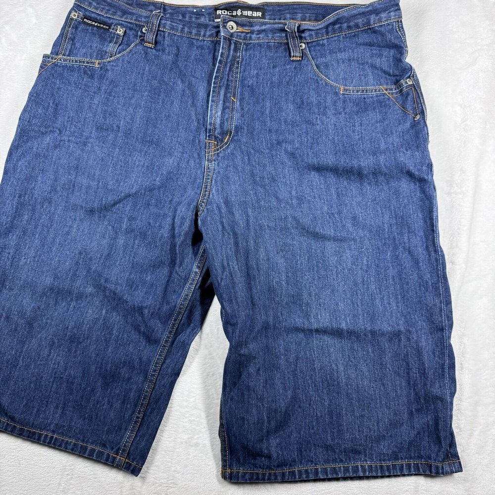 Y2K Rocawear Size 42Tab‎ Jean Carpenter Baggy Jorts Skate Grunge Hip Hop Rave - Picture 2 of 11